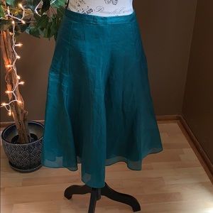 Emerald green silk midi skirt from Banana Republic